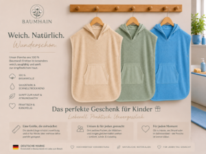 Kinder Badeponcho aus Baumwolle